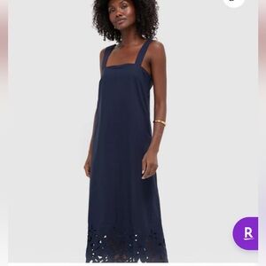 Tuckernuck Navy Cotton Eyelet Moria Dress Midi Dress worn once